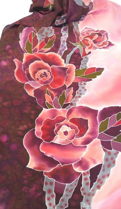 Фото. Шарф "Бургундские розы", крепдешин, 60*180 см,. Автор работы - NNad