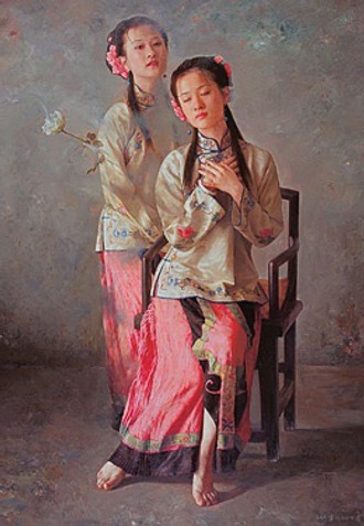 Фото. .  "Две девушки", художник Wang Ming Yue (Китай).