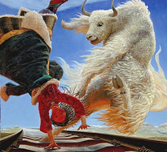 Фото. .  Из цикла "Летающий Тибет", художник Ван Игуан (Китай).