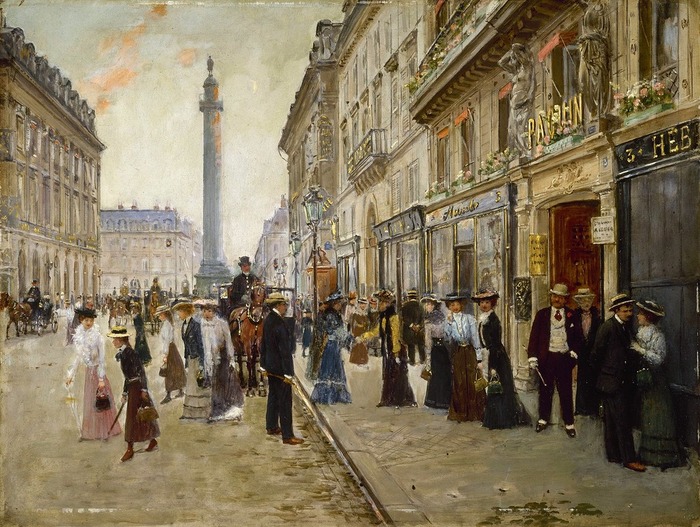 Фото. Жан Беро (Jean Beraud) (1848-1935) "Выход служащих из дома Paquin, улица Де ла Пэ, Париж,", 1906