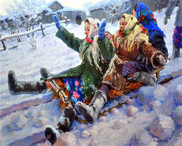 Картина катание на санях