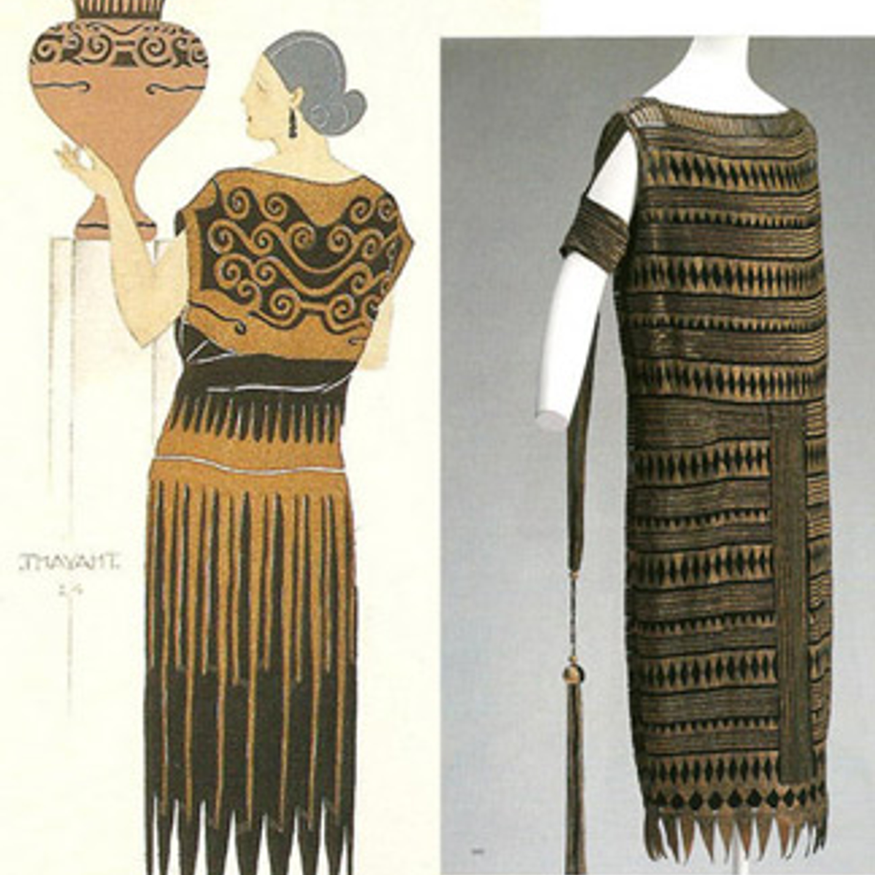 Фото 4. Вечернее платье. Черный шелковый газ, вышивка золотыми нитями, египетский рисунок. 1927 г.