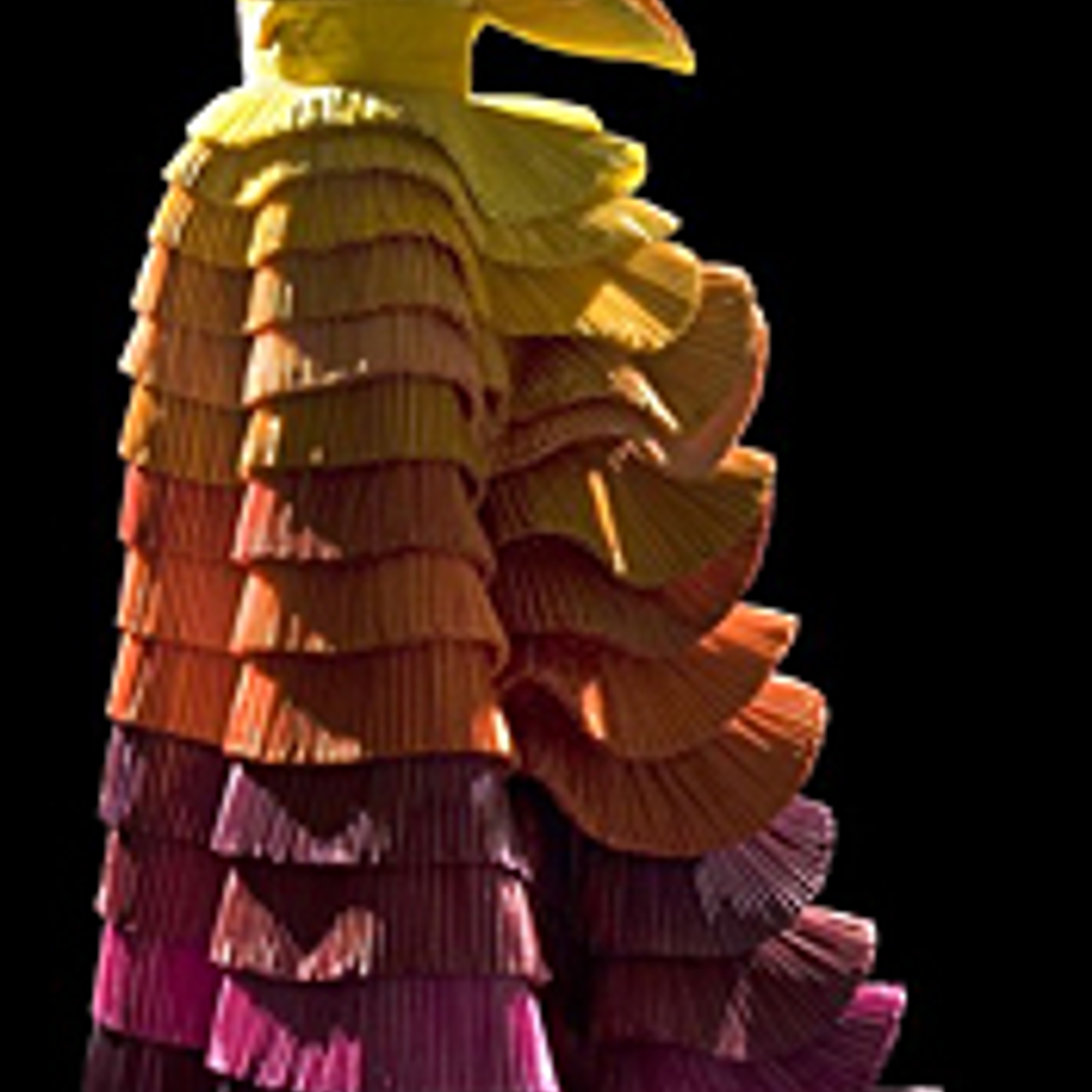 Фото 32. Скульптурное платье. Плиссипрованная тафта разных цветов. 1992 г.
