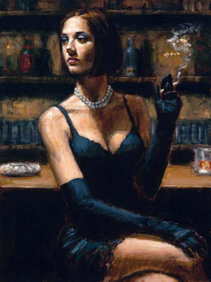 Фото. Фабиан Перез (Fabian Perez). Brunette at The bar.