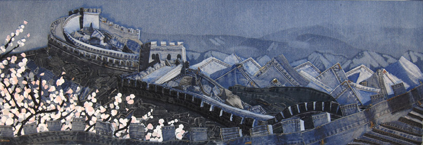 Mulan's Great Wall, Denim on Denim, 1200x400, 2010