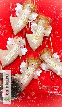 Фото. Веселые рождественские ангелочки от Snezhinka76 из лоскутков и остатков кружева!