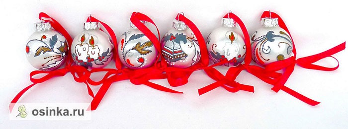 Фото. Целый набор елочных шаров "Рождество": акриловые краски, точечная роспись. Автор - Алёпа .