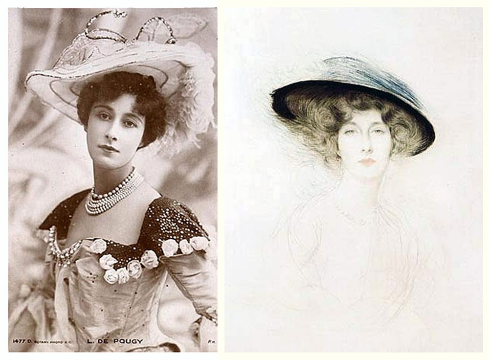 Открытка с изображением Лианы де Пужи, 1886 г. Поль Сезар Эллё "Портрет Лианы де Пужи", 1908 